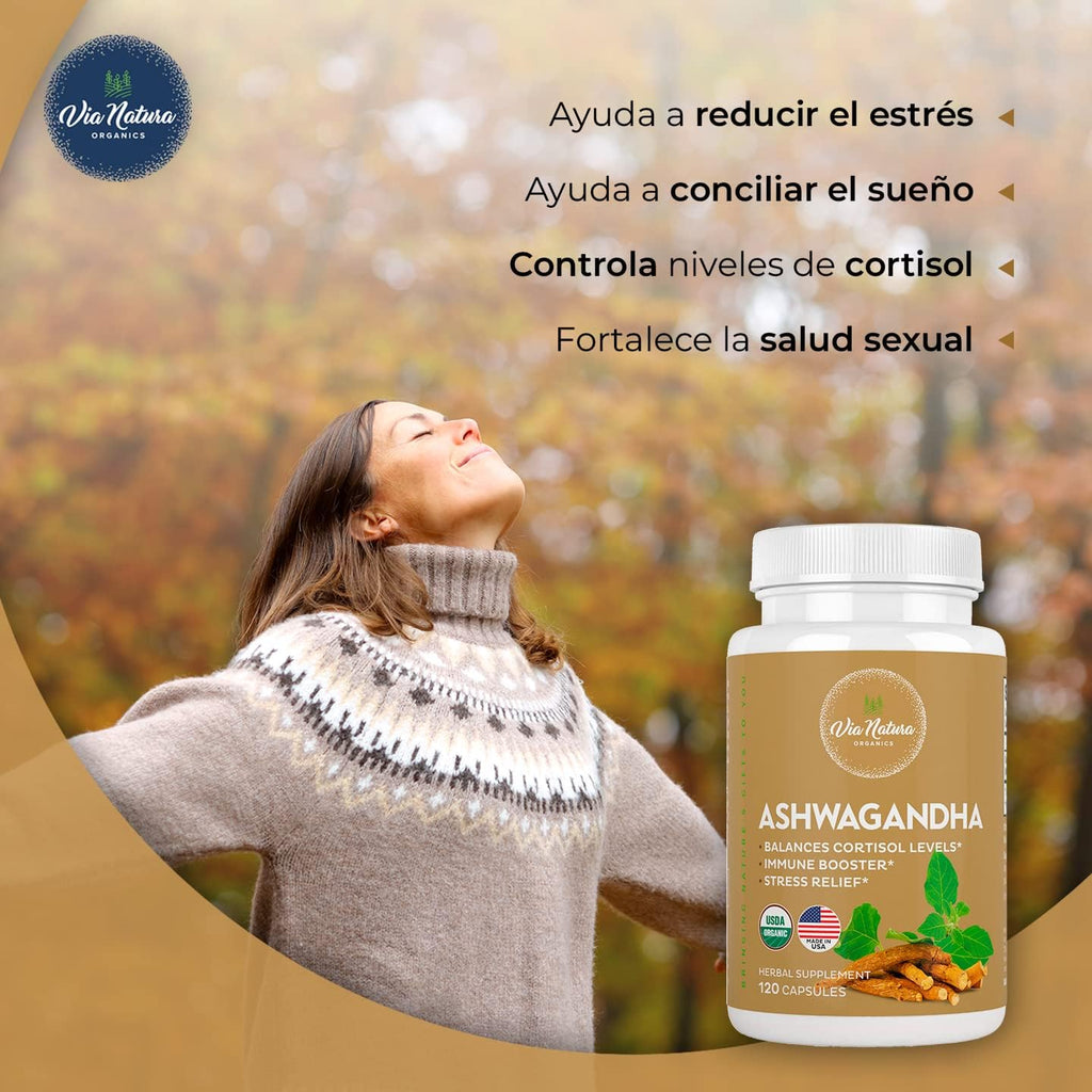 Cápsulas de Ashwagandha 1000 mg | Suplemento Herbal Orgánico | 120 Cápsulas