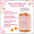 Vitaminas Prenatales para Mujeres – Multivitamínico Completo para el Embarazo – Ácido Fólico, Omega 3 DHA, Colina, Vitamina D – Sabor Naranja – 120 Gominolas