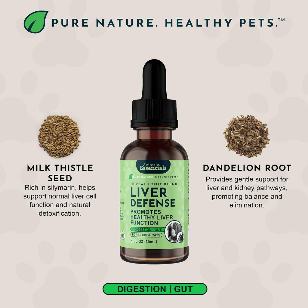Liver Defense for Dogs and Cats - Liquid Liver Supplement with Milk Thistle and Dandelion - 60 ml