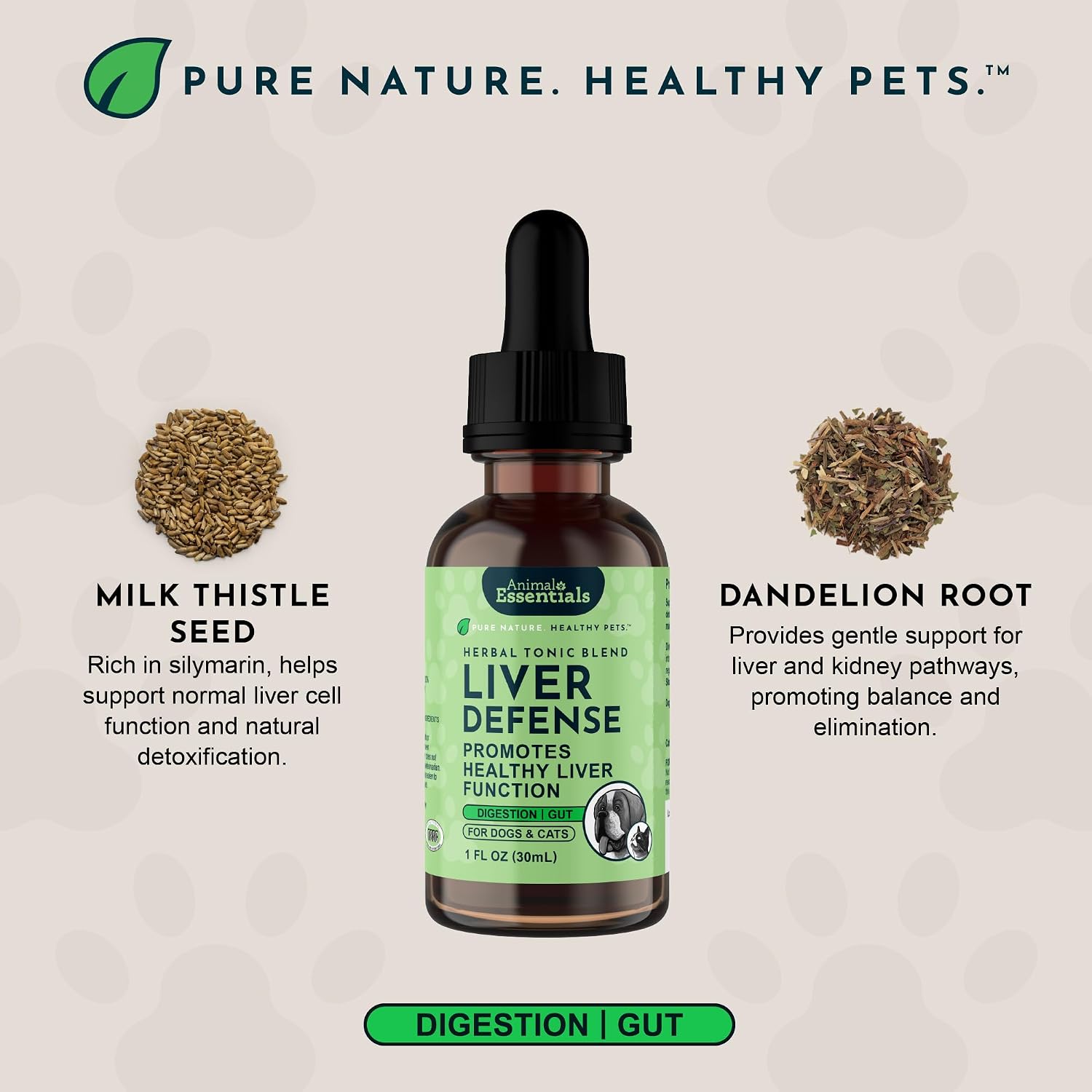 Liver Defense for Dogs and Cats - Liquid Liver Supplement with Milk Thistle and Dandelion - 60 ml