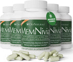 MemNivia Suplemento para la Memoria y Concentración | Fórmula con Cognivia®, Bacopa, Albahaca Santa y Jengibre | 60 Cápsulas