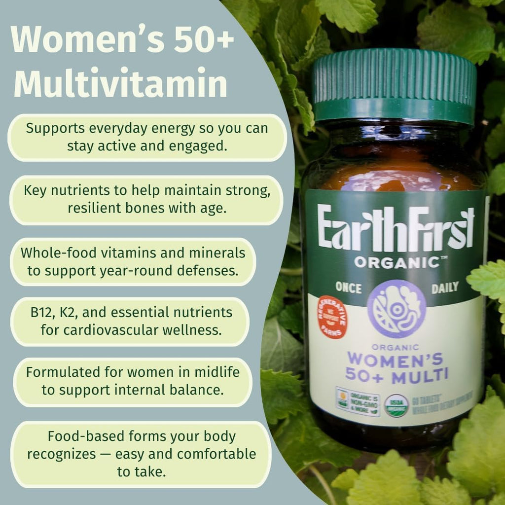 EarthFirst Organic Multivitamínico Diario para Mujeres 50+ 60 Comprimidos