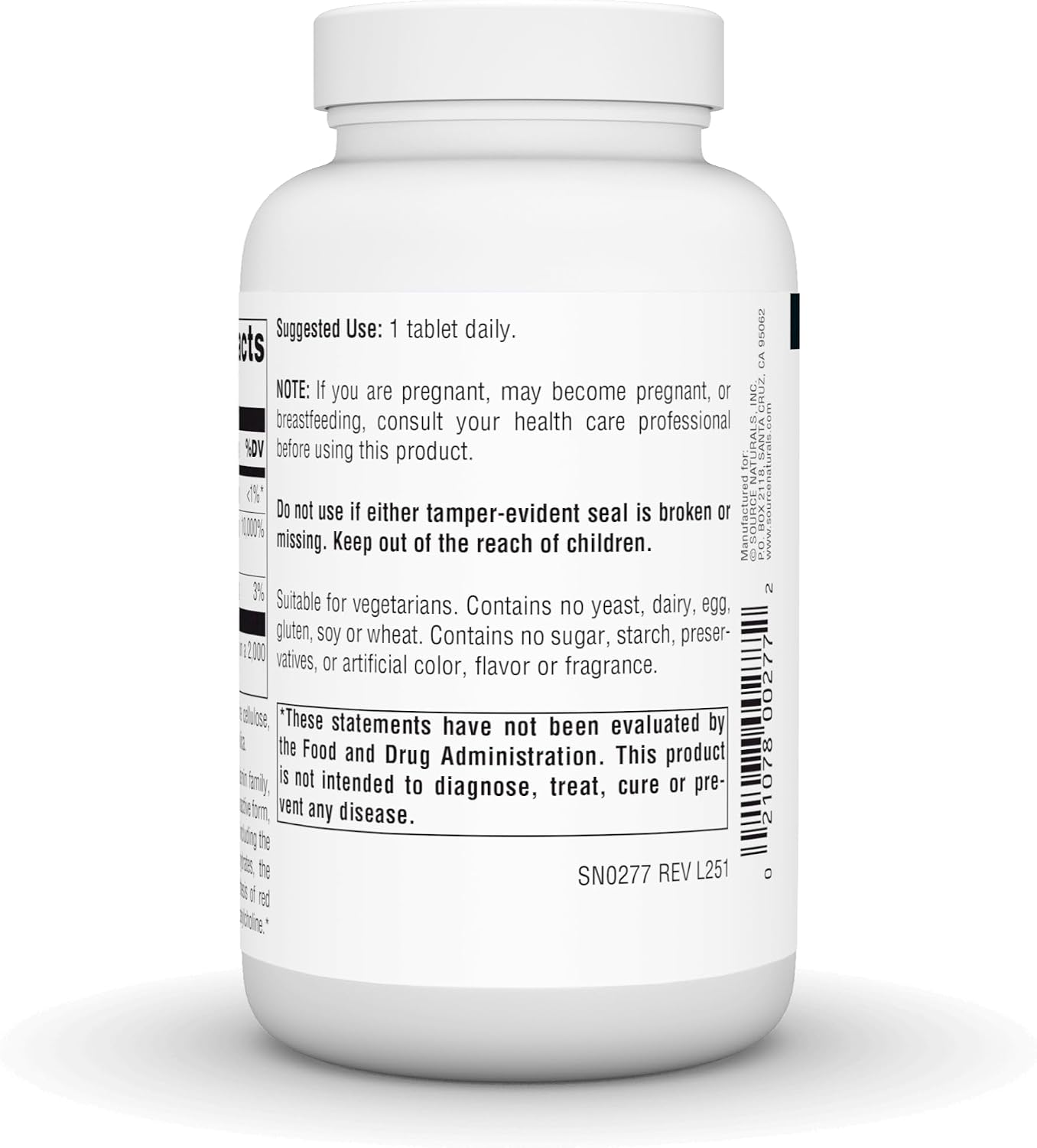 Source Naturals Ácido Pantoténico (Vitamina B5) - 500 mg - 100 Comprimidos