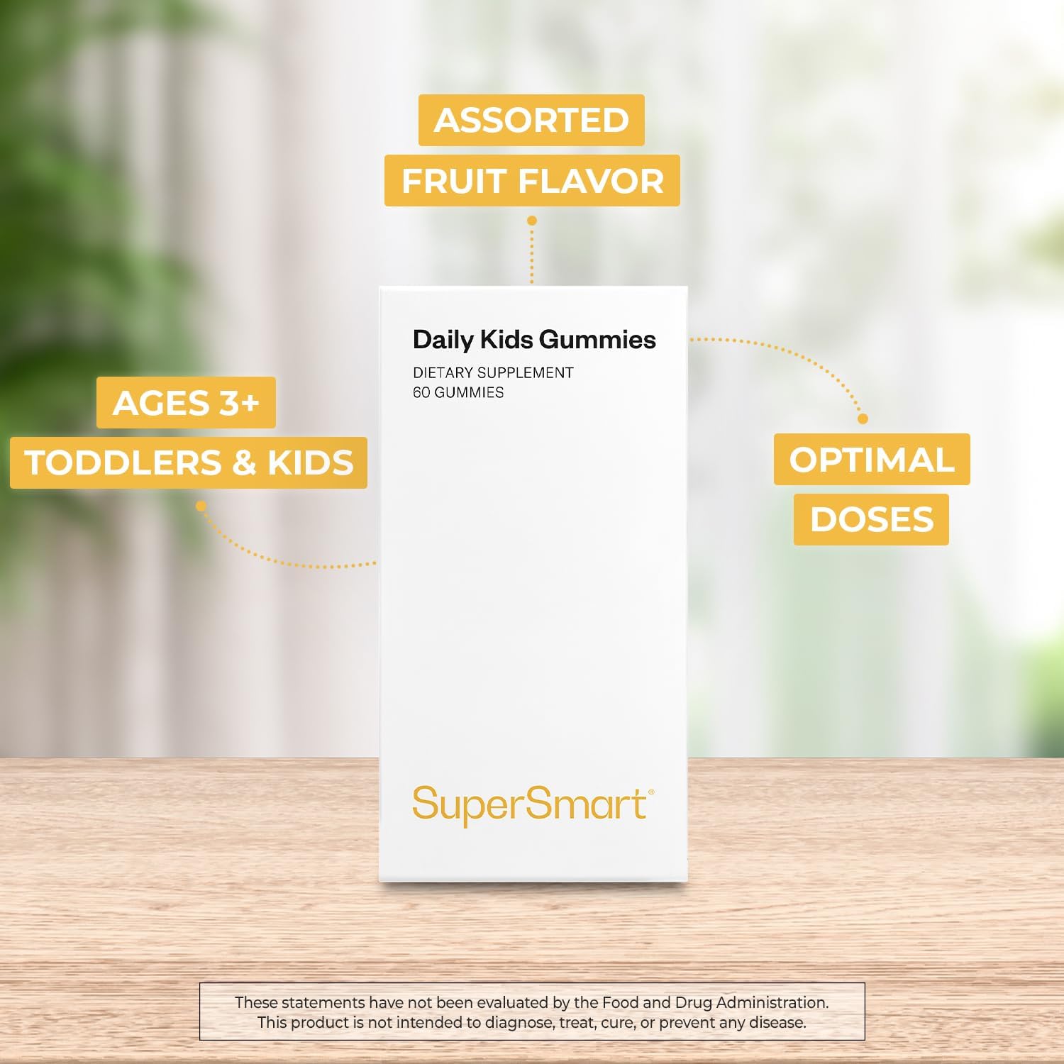 Supersmart Sugar-Free Kids Multivitamin Gummies - 60 Gominolas Multivitamínicas Sin Azúcar para Niños a partir de 3 Años