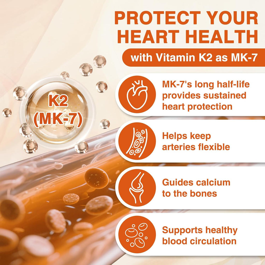 ZEBORA Vitamina D3 K2 - Máxima Potencia 10000 UI D3 y 100 mcg K2 como MK-7 - Salud Ósea, Cardíaca e Inmunológica - Sin Gluten, No GMO, 120 Cápsulas