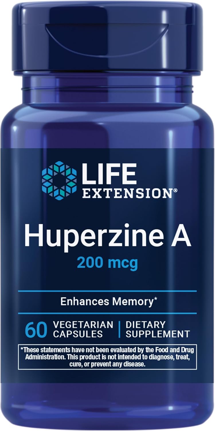Life Extension Huperzina A - 60 Cápsulas - Extracto de Musgo Chino para la Memoria y la Cognición