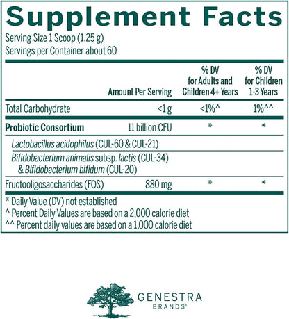 Genestra Brands HMF Powder | Cuatro Cepas de Probióticos para la Salud Intestinal | 2.6 oz – Image 2