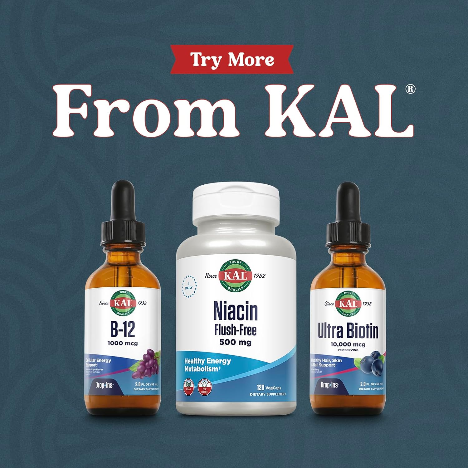 KAL B12 1000 mcg DropIns, Líquido de Vitamina B12 de Alta Absorción, Sabor Natural a Uva, 196 Dosis, 60 ml