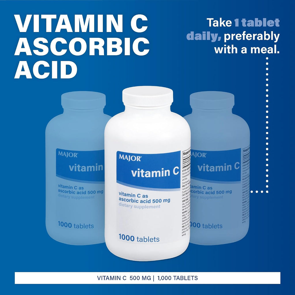 Major Vitamin C-500 mg Ácido Ascórbico - 1000 Comprimidos
