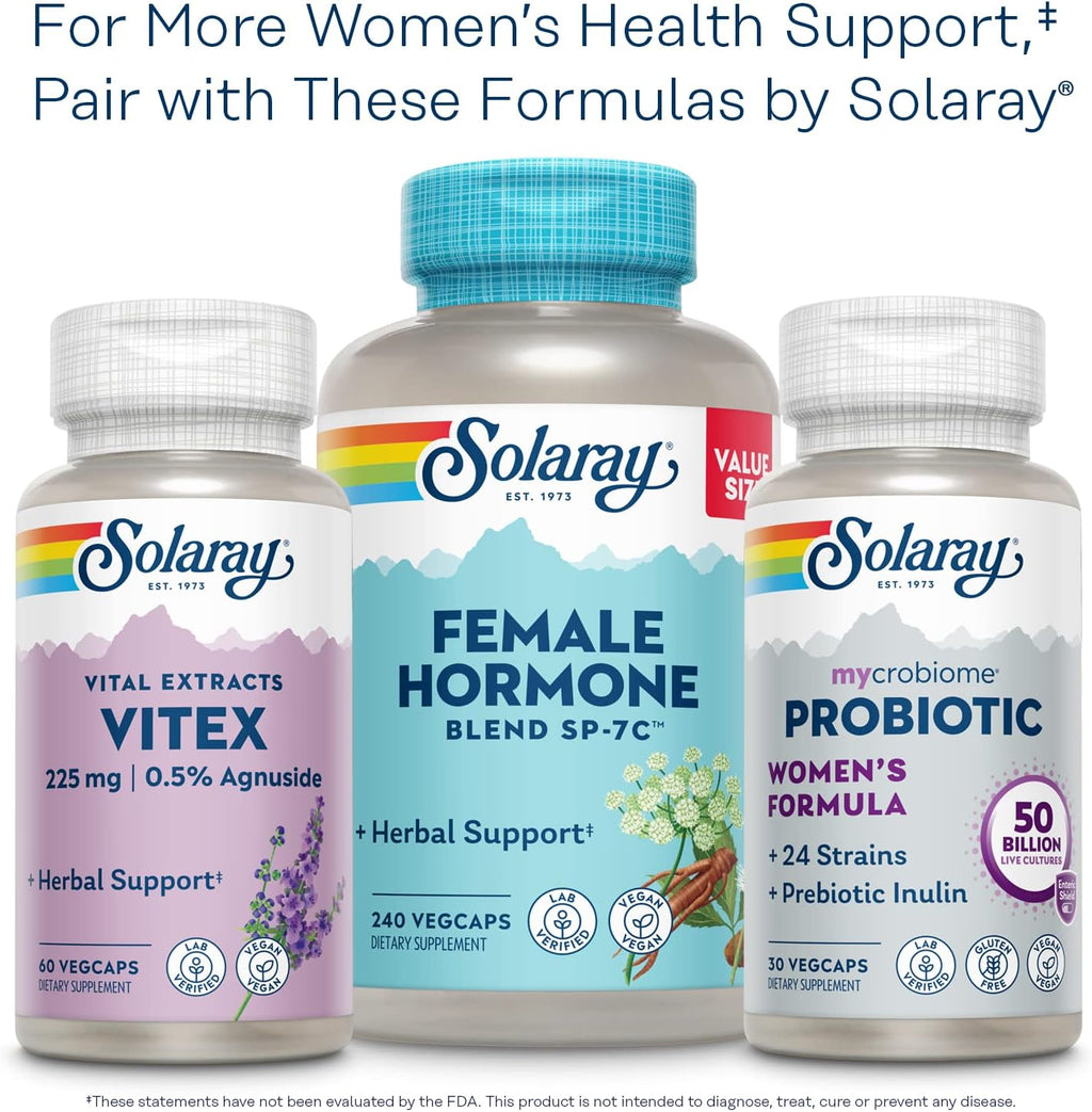 SOLARAY Fitoestrógenos Una Vez al Día - Suplemento para Mujeres con Cohosh Negro, Dong Quai, Ñame Silvestre e Isoflavonas de Soja