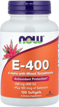 Now Foods, Vitamin E 400 IU with Mixed Tocopherols & Selenium, 100 Softgels