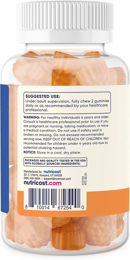 Nutricost Kids Vitamin C Gummies (250 mg) - 120 Gominolas Sabor Naranja Natural, Sin Gluten, Sin Jarabe de Maíz – Image 4