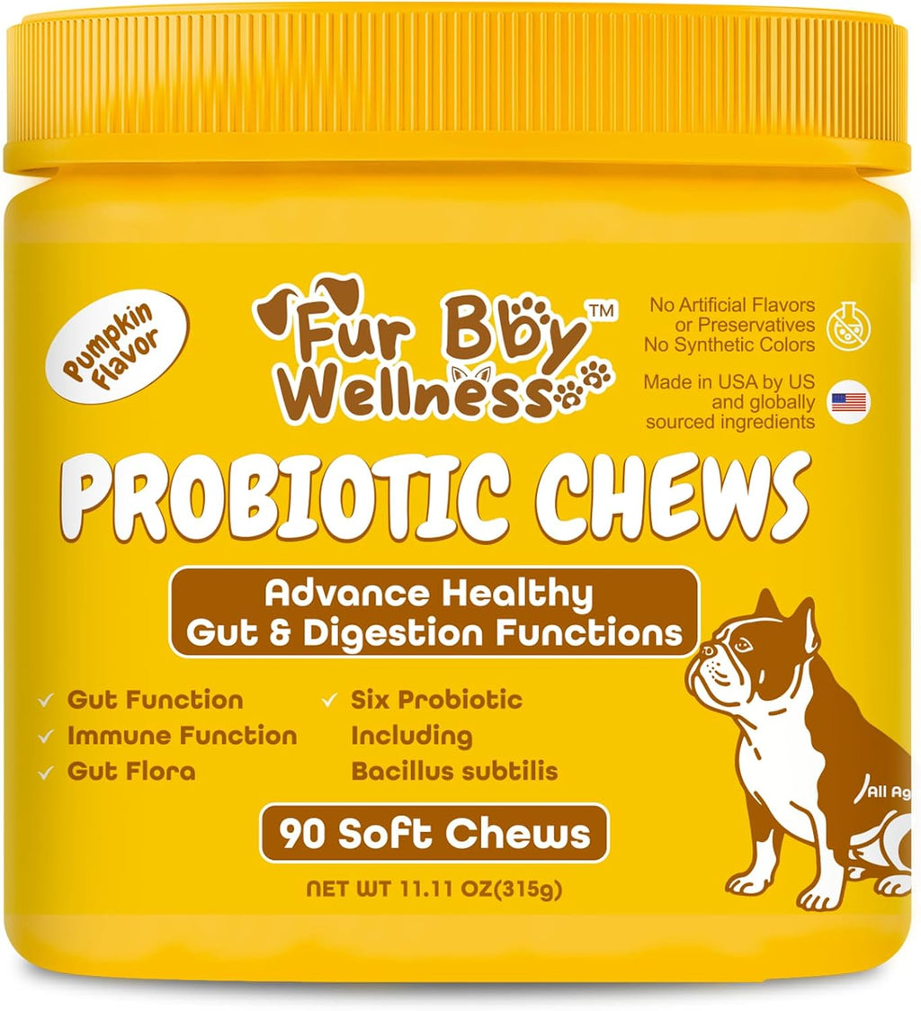 Probióticos Vet Strength para Perros - Alivio Digestivo e Inmunitario - Sabor Calabaza, 90 Masticables