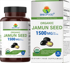 Brieofood Semilla de Jamun Orgánica 1500mg, 45 Raciones, Vegetariano, Sin Gluten, 90 Comprimidos Vegetarianos