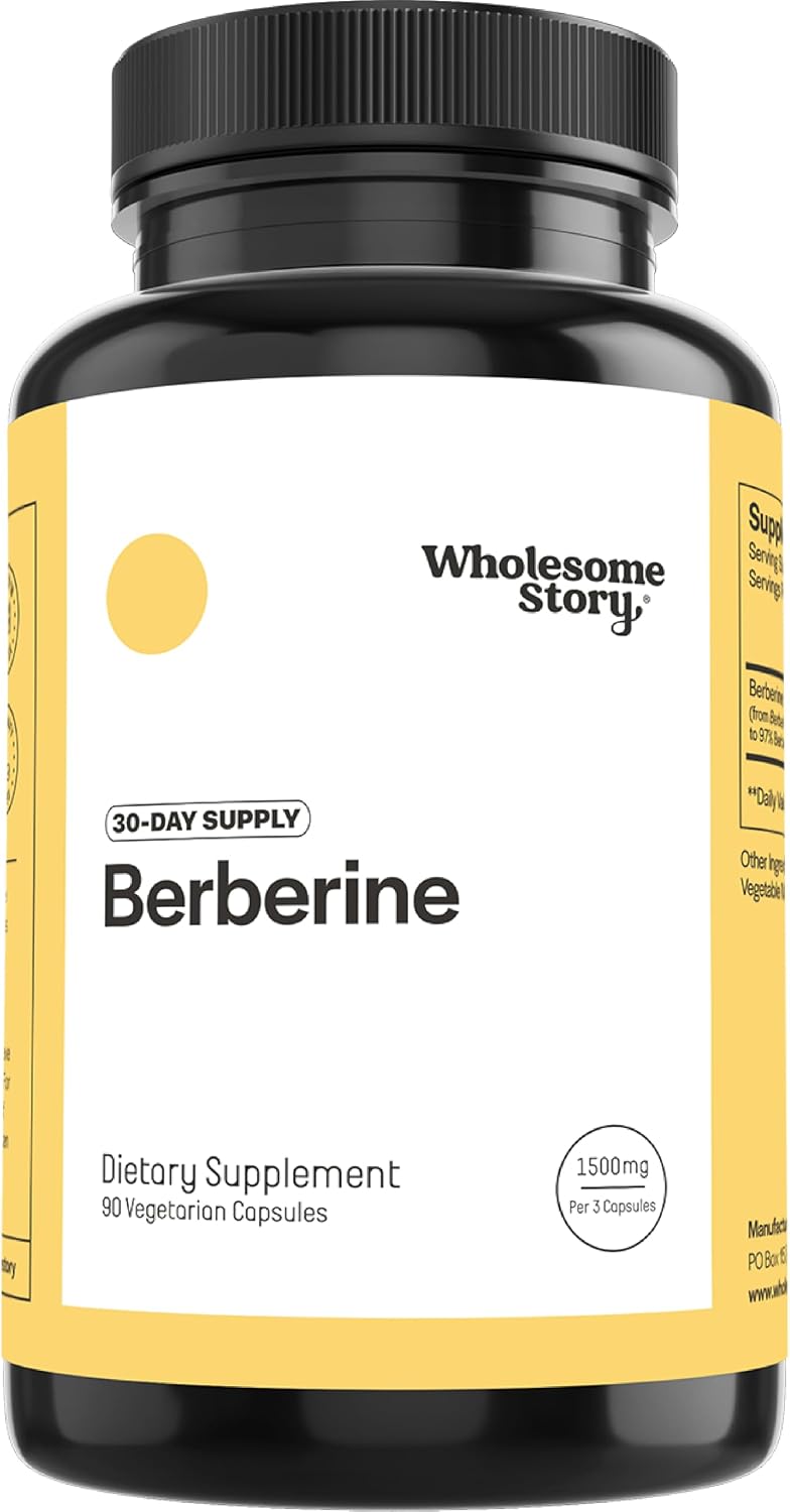 Wholesome Story Berberina 1500mg - 90 Cápsulas de Berberina HCL con 97% de Pureza Estandarizada