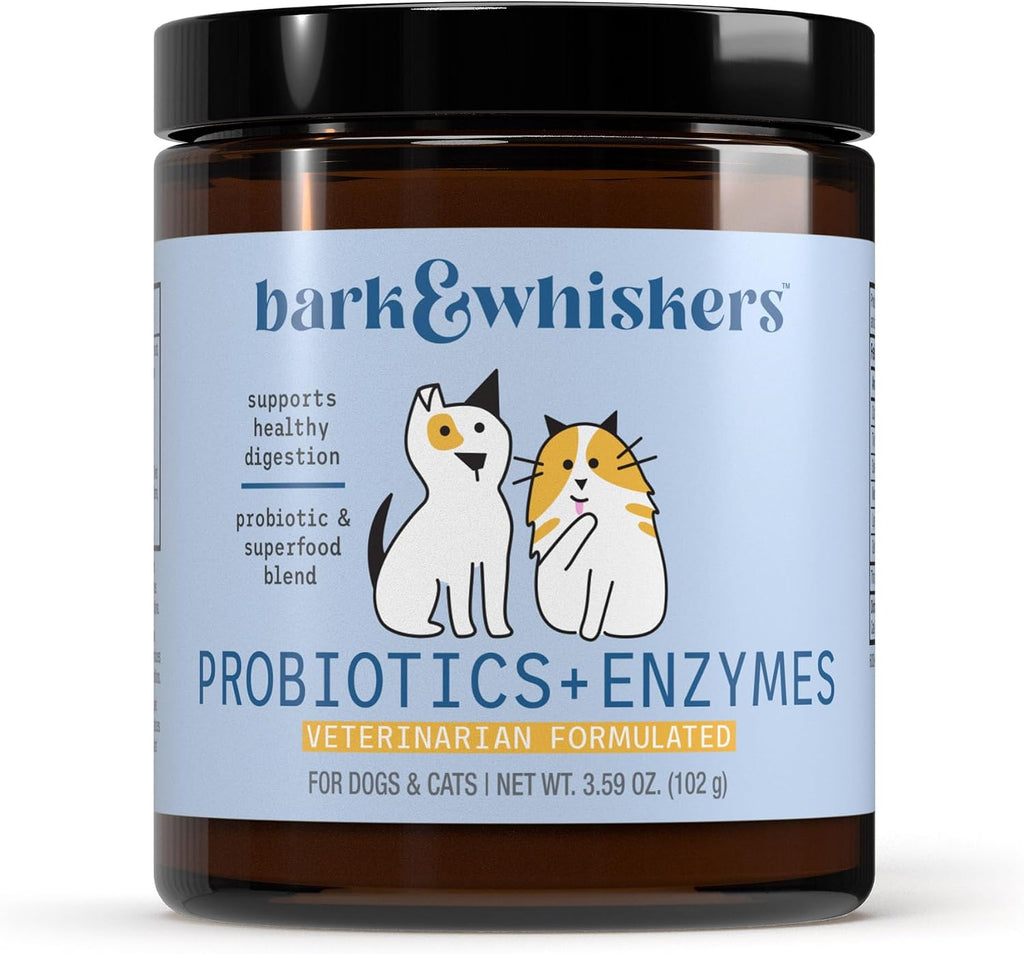 Bark & Whiskers Probiotics + Enzymes - Probióticos y Enzimas para Perros y Gatos - 60 Cucharadas