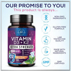 Hello Lovely! Vitamina D3 con K2 (MK-7) - 4000 IU (100 mcg) por porción - 120 Cápsulas Blandas