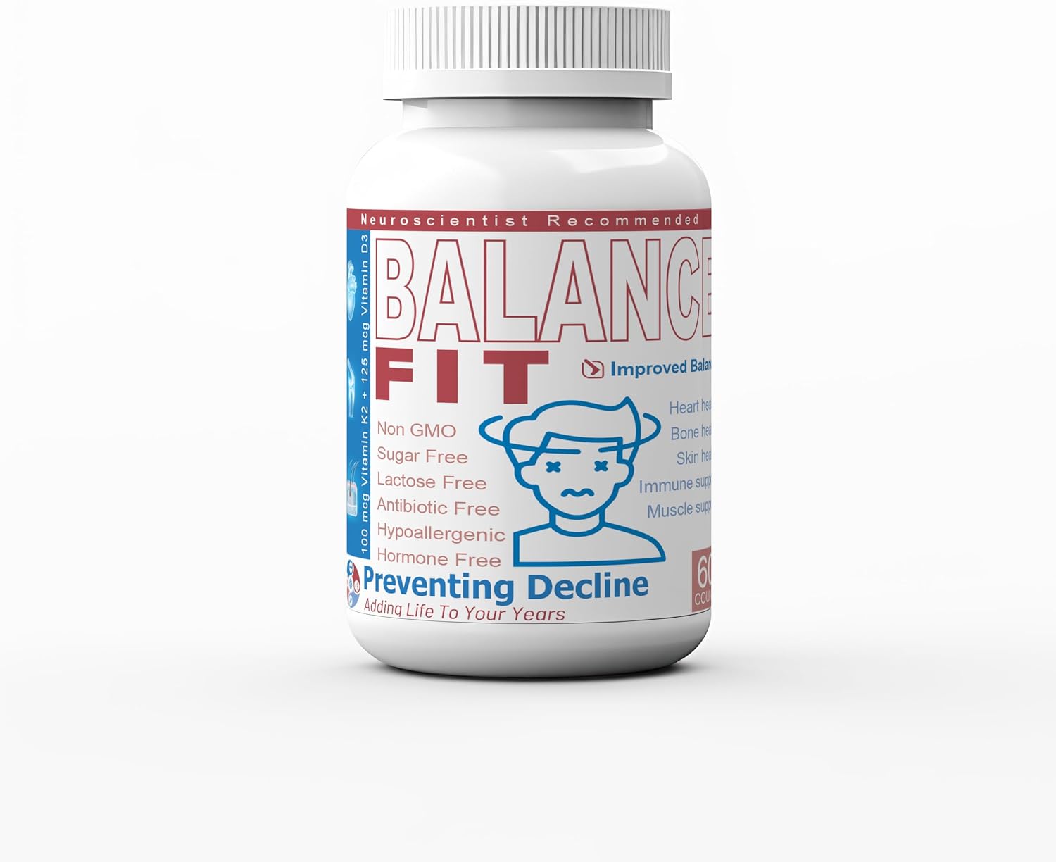 BalanceFit Vitamina K2 + D3, 100 mcg K2, 60 Cápsulas Vegetarianas