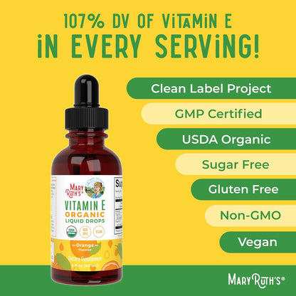 MaryRuth Organics USDA Vitamin E Liquid Drops 2 Month Supply | Bone and Joint Health | Cognitive Health for Adults and Kids – Image 7