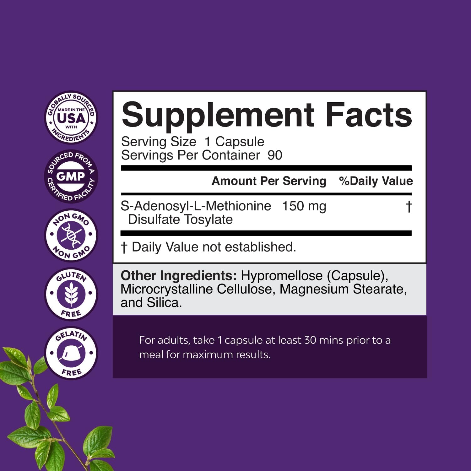 Pure SAM E Supplement 150mg, 90 Cápsulas - Natures Craft