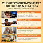 LOTFLY Complejo B Completo con Vitaminas B1-B12, Taurina y Naranja Sangre - 60 Comprimidos Masticables para Hombres y Mujeres
