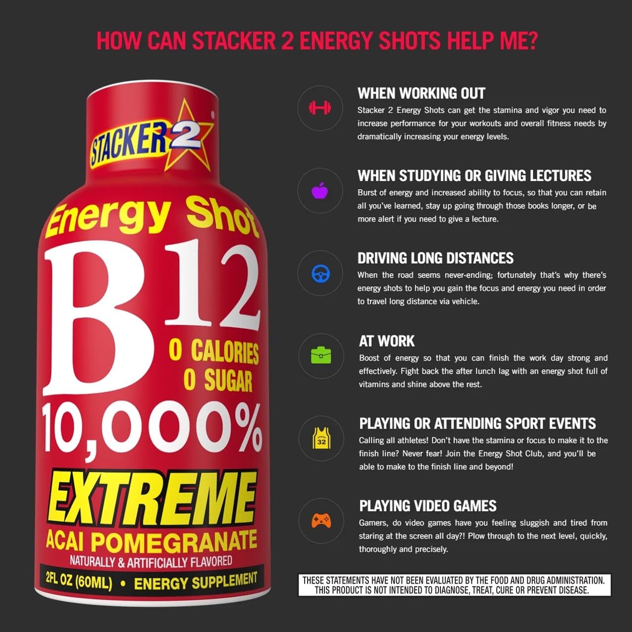 Stacker 2 Complejo B12 B6 B3 Líquido - Pack 24 Shots Energía