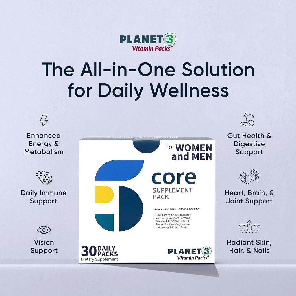 Planet 3 Vitamin Packs - Packs Diarios de Multivitaminas para Hombres y Mujeres - 90 Packs