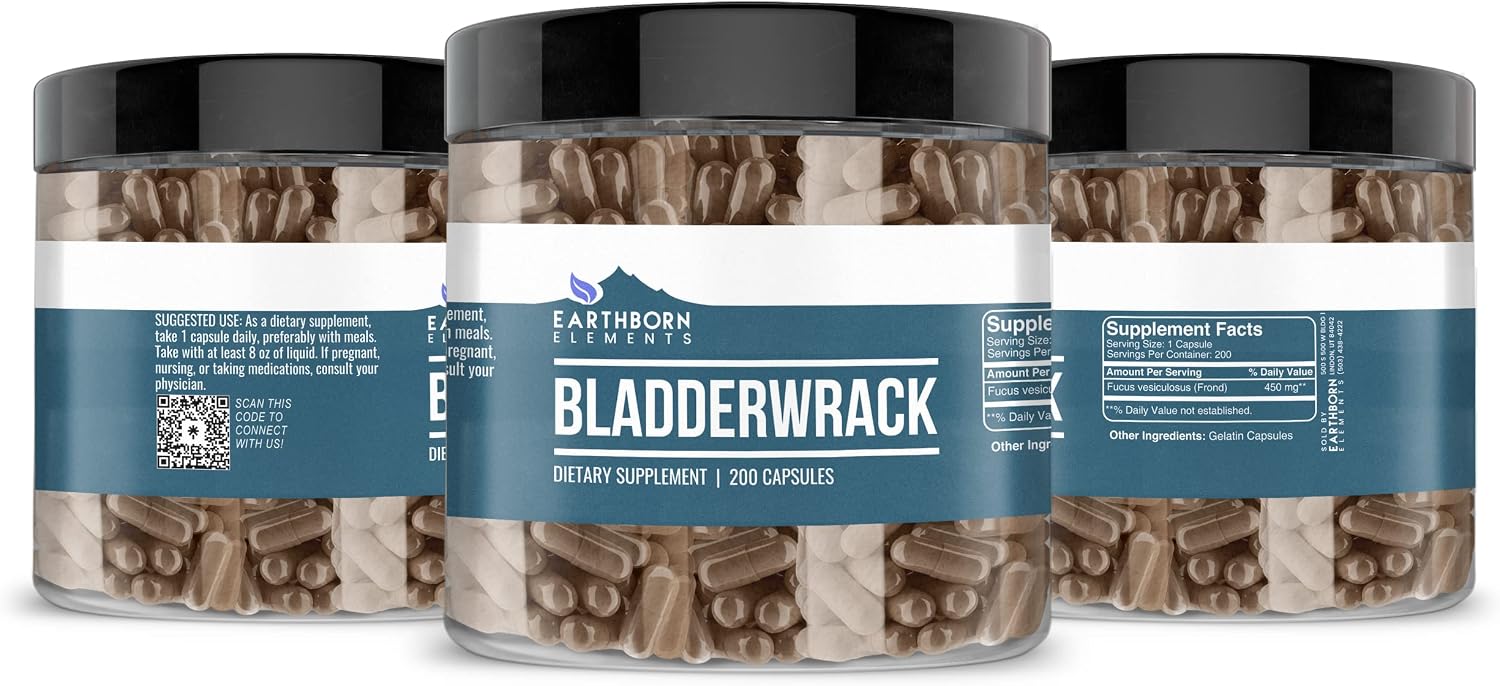 Earthborn Elements Bladderwrack 200 Cápsulas, Puro y Sin Aditivos