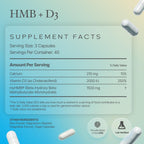 Prime Powders HMB + Vitamina D3, 1500mg HMB y 2000 UI D3 por dosis, 120 cápsulas