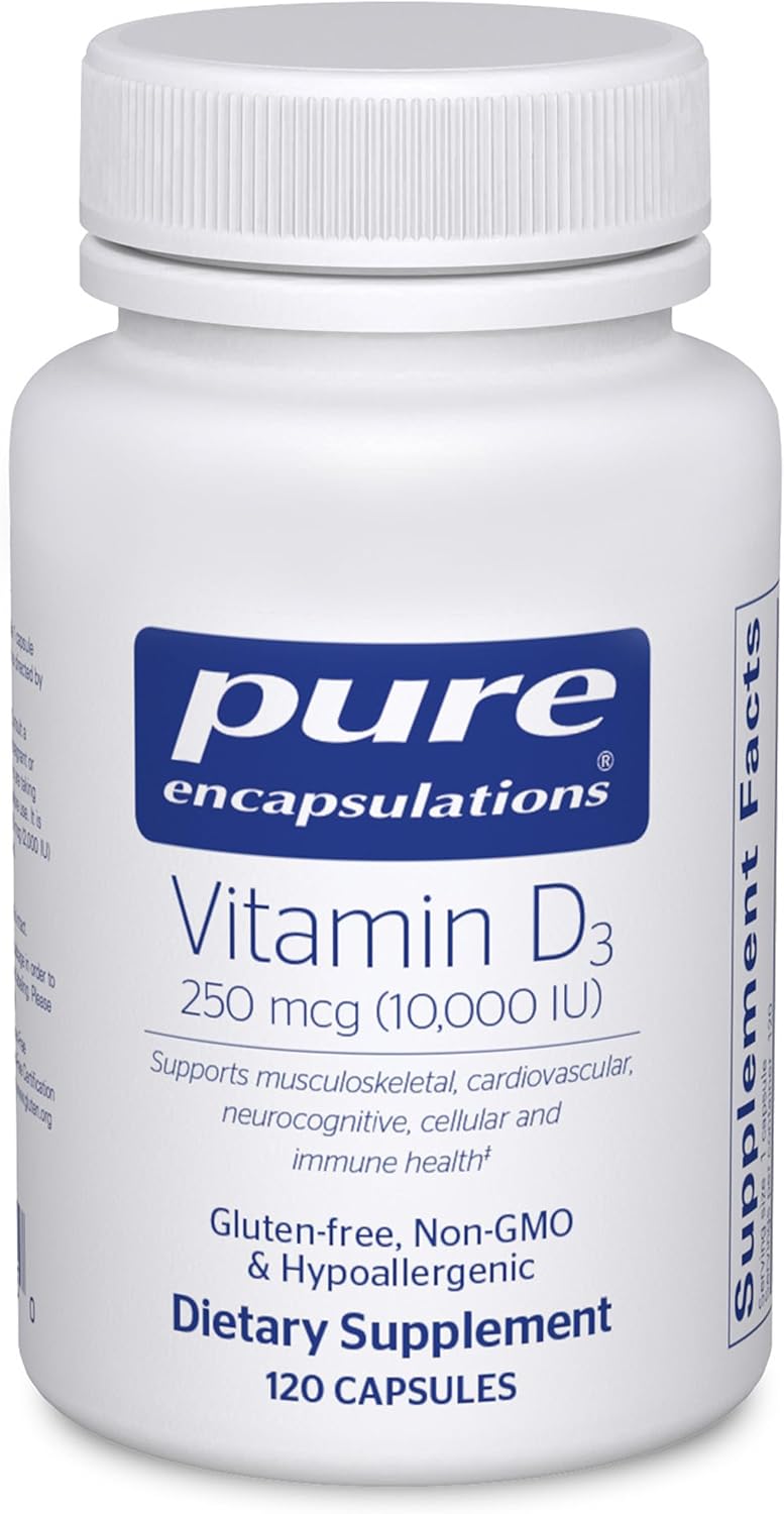 Pure Encapsulations Vitamina D3 250 mcg (10.000 UI) - 60 Cápsulas