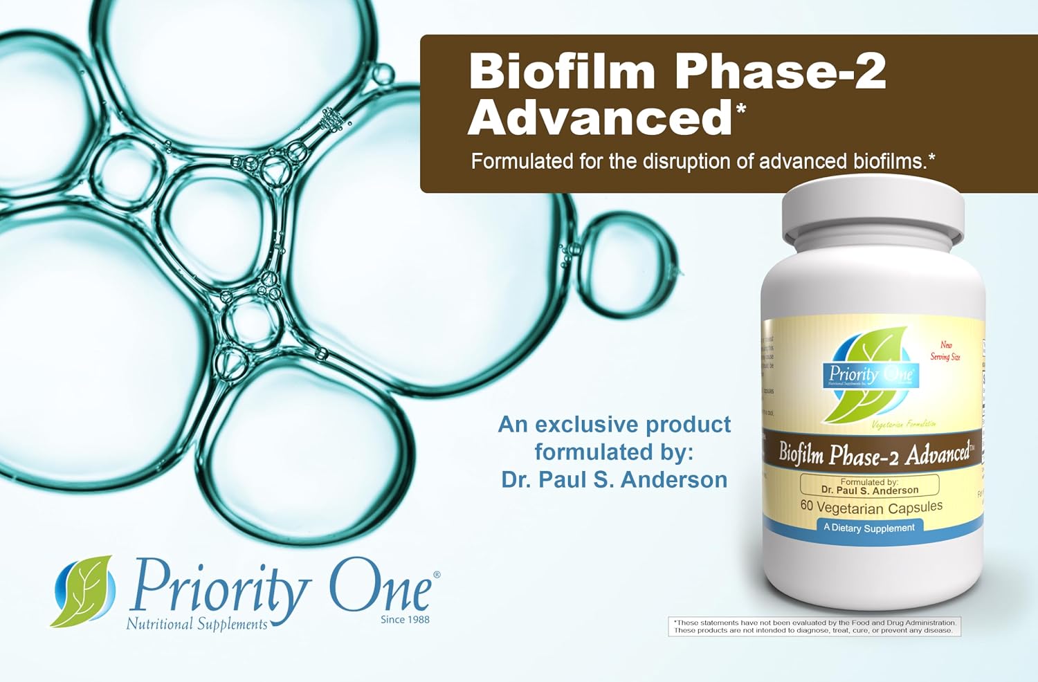 Priority One Vitamins Biofilm Phase-2 Advanced - 60 Cápsulas Vegetarianas