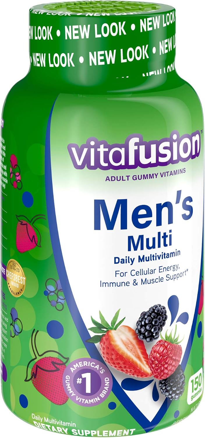 Vitafusion Gominolas Multivitamínicas para Hombres, Sabor a Bayas, 150 unidades