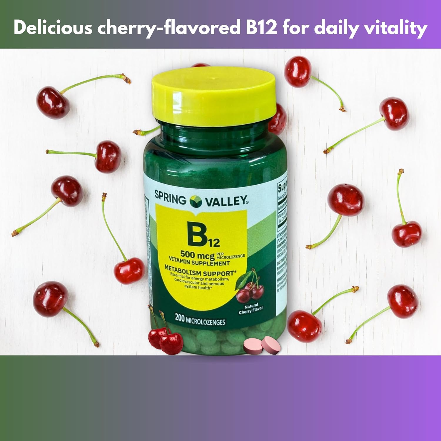 B12 500 mcg Sublingual Sabor Cereza 200 Microlozenges (Pack de 3)