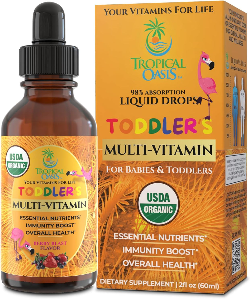 Gotas de Vitamina C Orgánicas USDA para Niños Pequeños | Apoya el Sistema Inmunitario | Vegano | Sin OMG | Sin Gluten | 60 Dosis