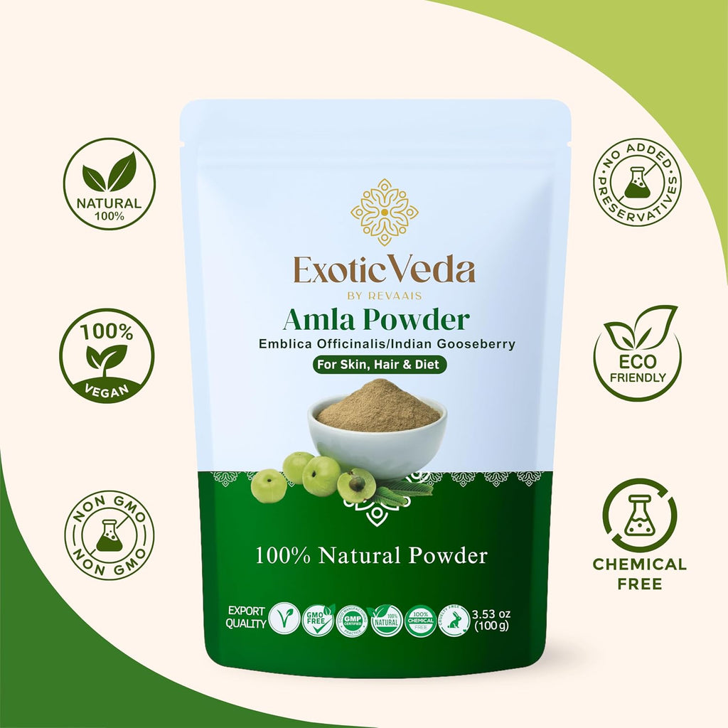Exotic Veda Polvo de Amla Puro - 100g (100% Natural)