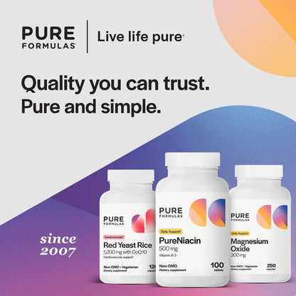 PureFormulas Pure Niacina - Vitamina B3, 500 mg Liberación Inmediata, 100 Comprimidos – Image 6