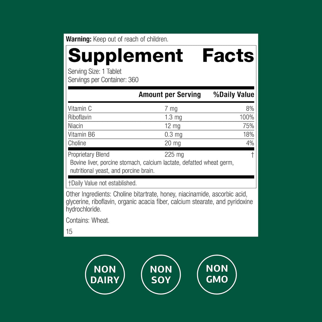 Standard Process Cataplex B2 – Suplemento para el sistema nervioso – Sin lácteos ni soya – 360 comprimidos
