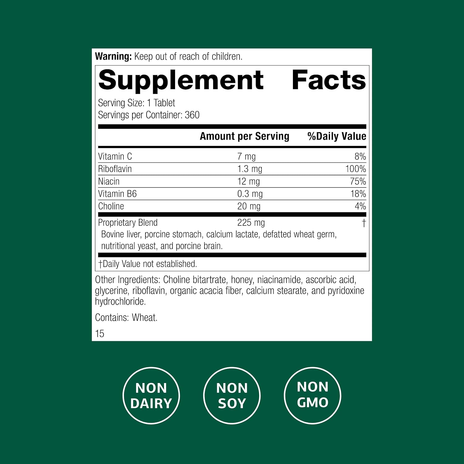 Standard Process Cataplex B2 – Suplemento para el sistema nervioso – Sin lácteos ni soya – 360 comprimidos