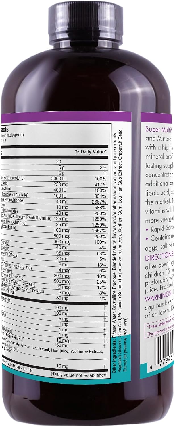 Life Solutions Super Multivitamins and Minerals - Líquido de Alta Potencia - 946 ml