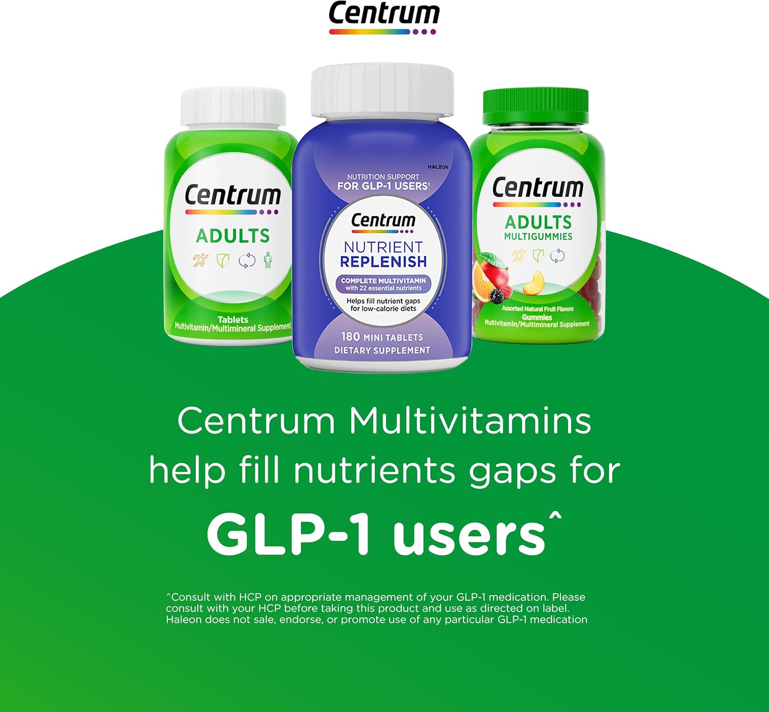 Centrum MultiGummies Gominolas Multivitamínicas para Adultos, Sabor Frutas Variadas, 180 unidades