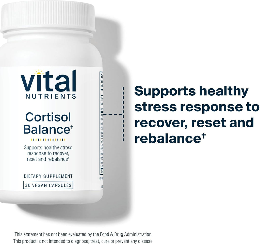 Vital Nutrients Cortisol Balance - Suplemento Vegano para el Equilibrio del Cortisol y el Estrés - 30 Cápsulas