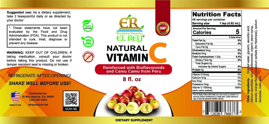 El Rey Vitamina C Reforzada con Bioflavonoides y Camu Camu (Líquido)