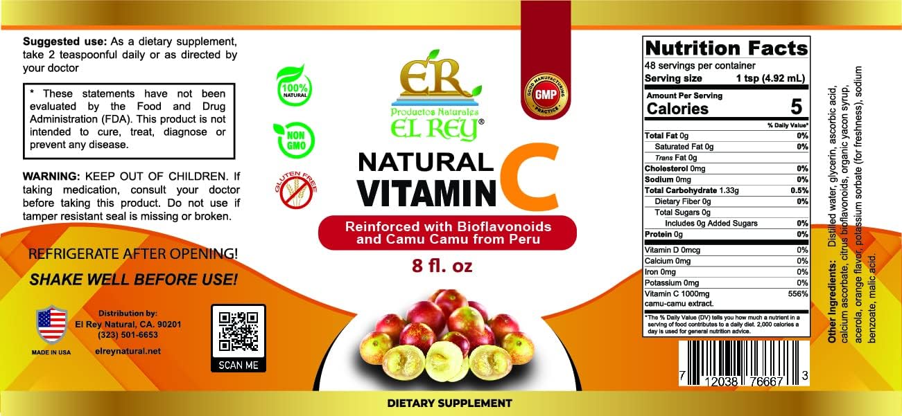 El Rey Vitamina C Reforzada con Bioflavonoides y Camu Camu (Líquido)