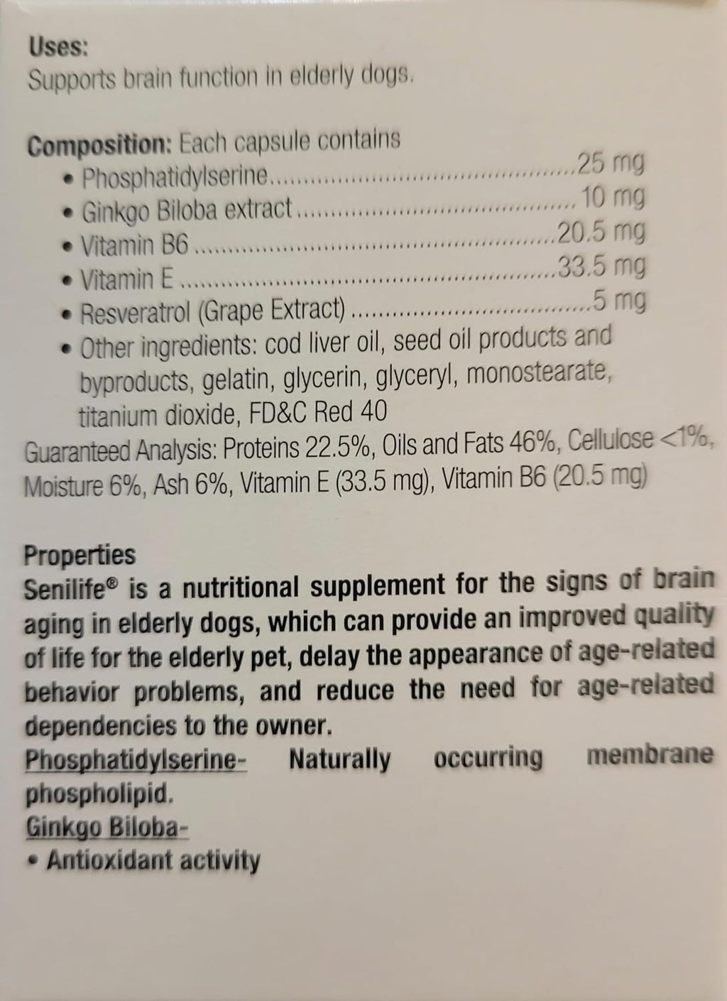 Senilife Cognitive Support Capsules for Senior Dogs, 30 capsules