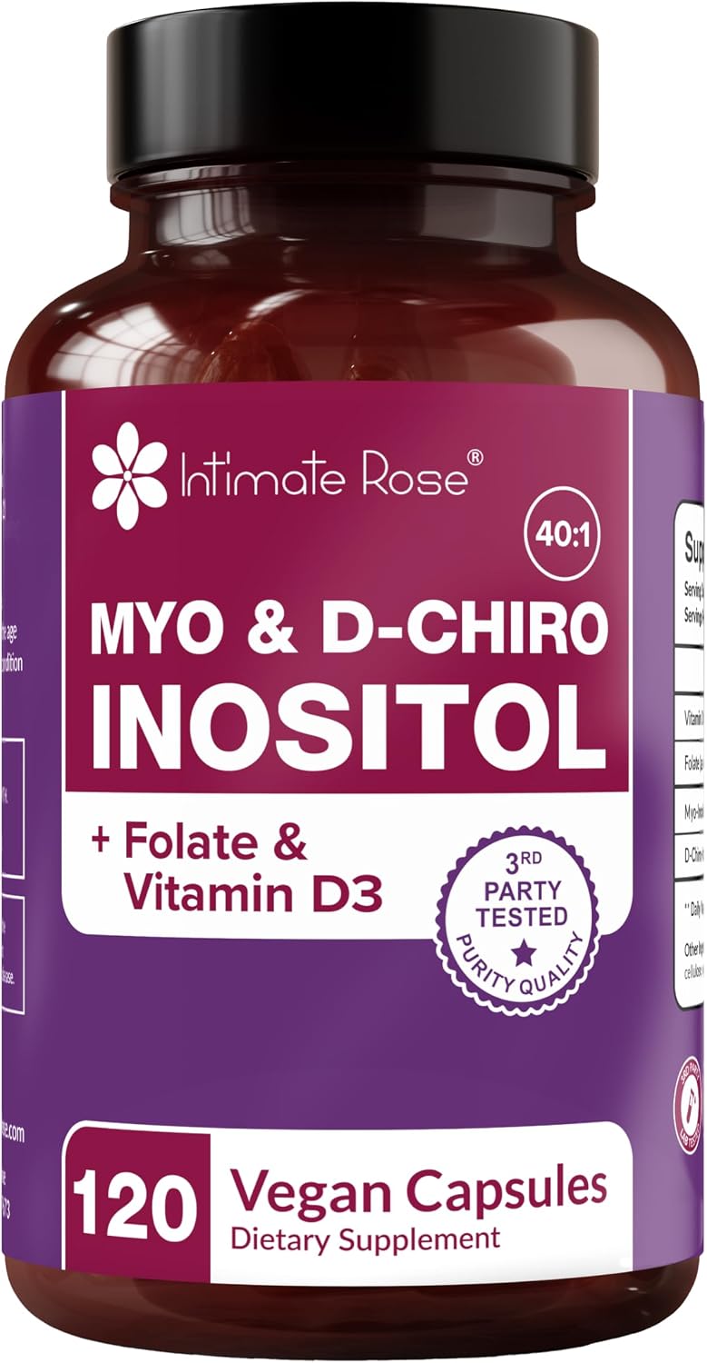 Intimate Rose Myo-Inositol y D-Chiro Inositol 40:1 con Vitamina D y Ashwagandha, 3 botes