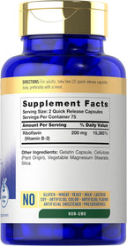 Carlyle Vitamina B2 200mg | 150 Cápsulas | Riboflavina | Sin OGM y Sin Gluten