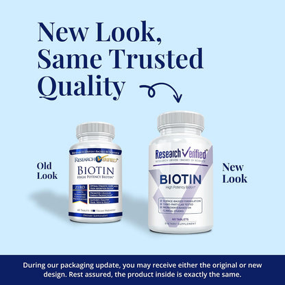 Research Verified Biotin 10000 mcg – Biotina – La biotina contribuye al funcionamiento normal del sistema nervioso. – Image 2