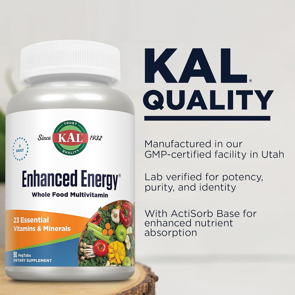 Kal Enhanced Energy - Multivitamínico con ActiSorb - 90 Comprimidos