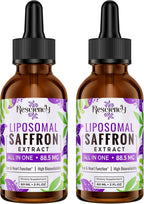 Resciency Gotas de Azafrán Liposomal 88.5mg – Extracto Líquido de Alta Biodisponibilidad con Ashwagandha, Magnesio, Zinc, Vitamina B12 y D3, 60 ml