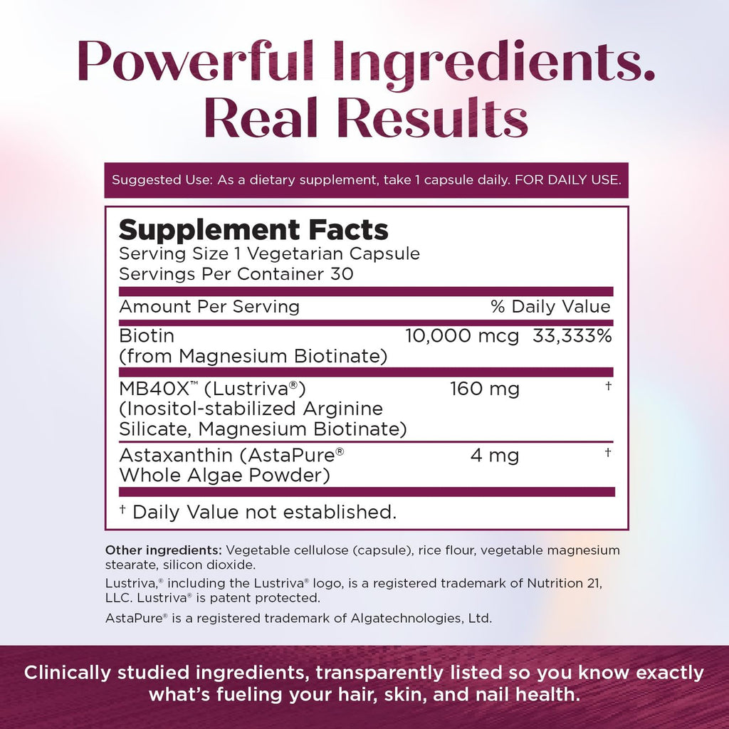 Purity Products MyBiotin ProClinical - Complejo de Biotina con MB40X y Astaxantina - 30 Cápsulas Vegetales